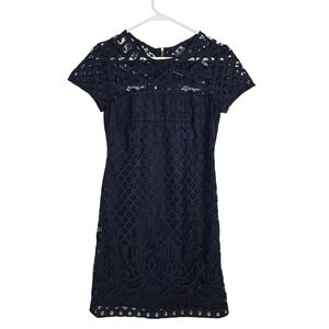 Just Taylor Navy Blue Lace Overlay Sheath Dress Size 2 Party Brunch Date Night